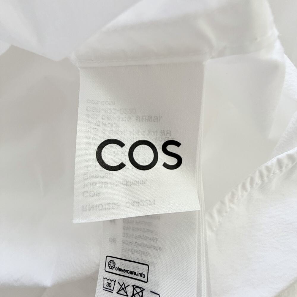 COS Women's White Cotton Stretch Front Darted Collared Long Sleeve Shirt Sz 4 - Picture 4 of 4